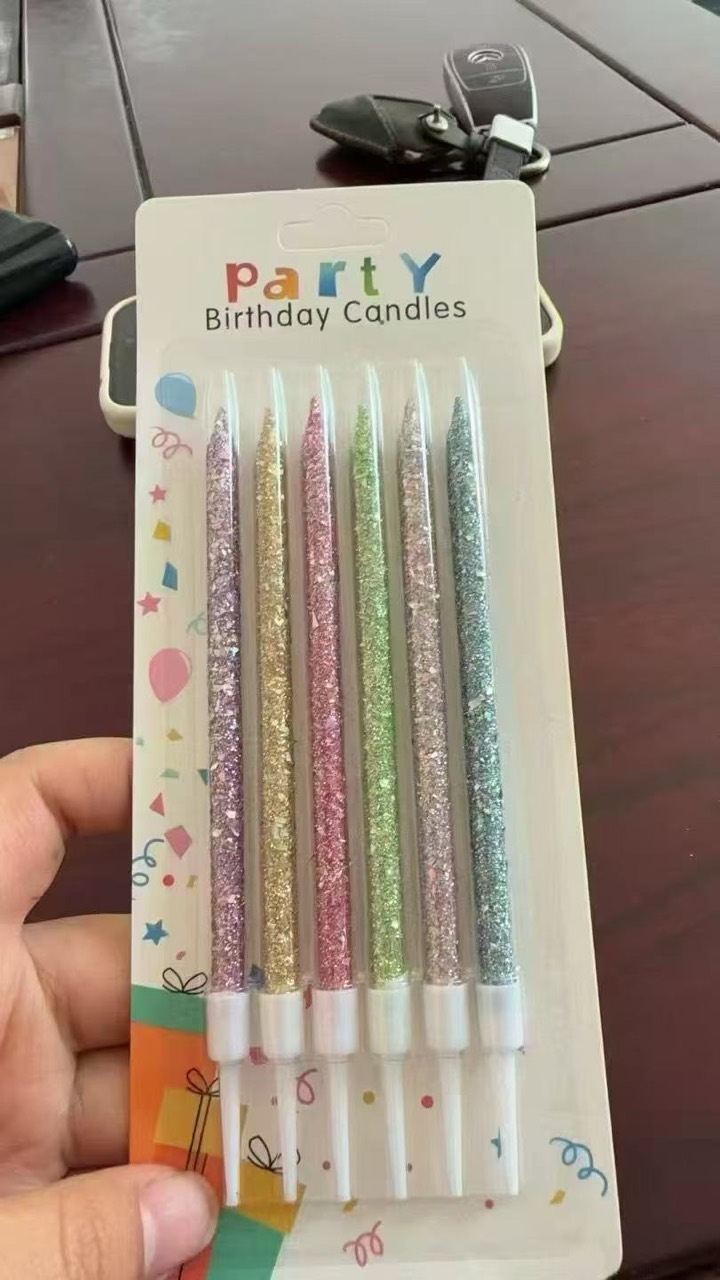 Glitter straight birthday candles color range