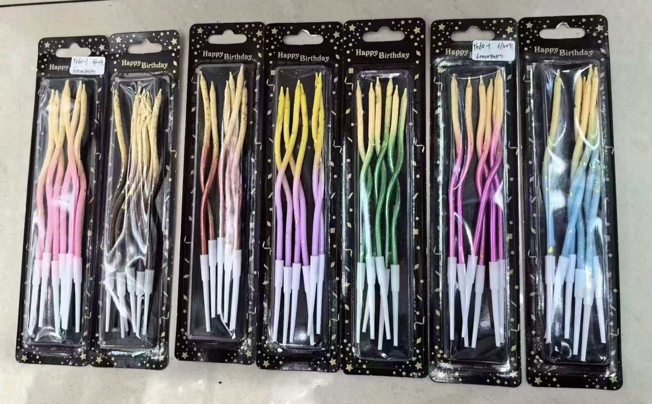 Pastel glitter straight birthday candle set
