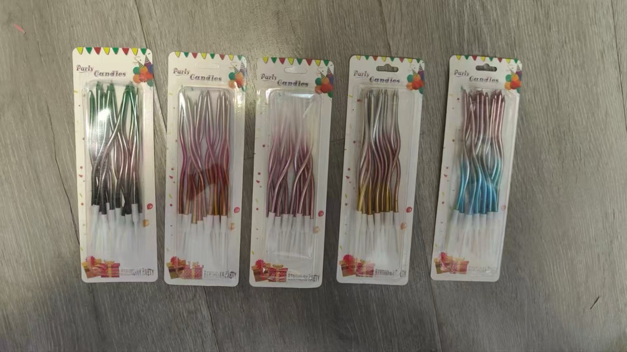 Glitter wavy birthday candles and fountain candle styles