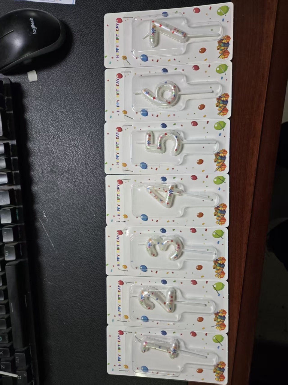 Clear confetti number candle collection