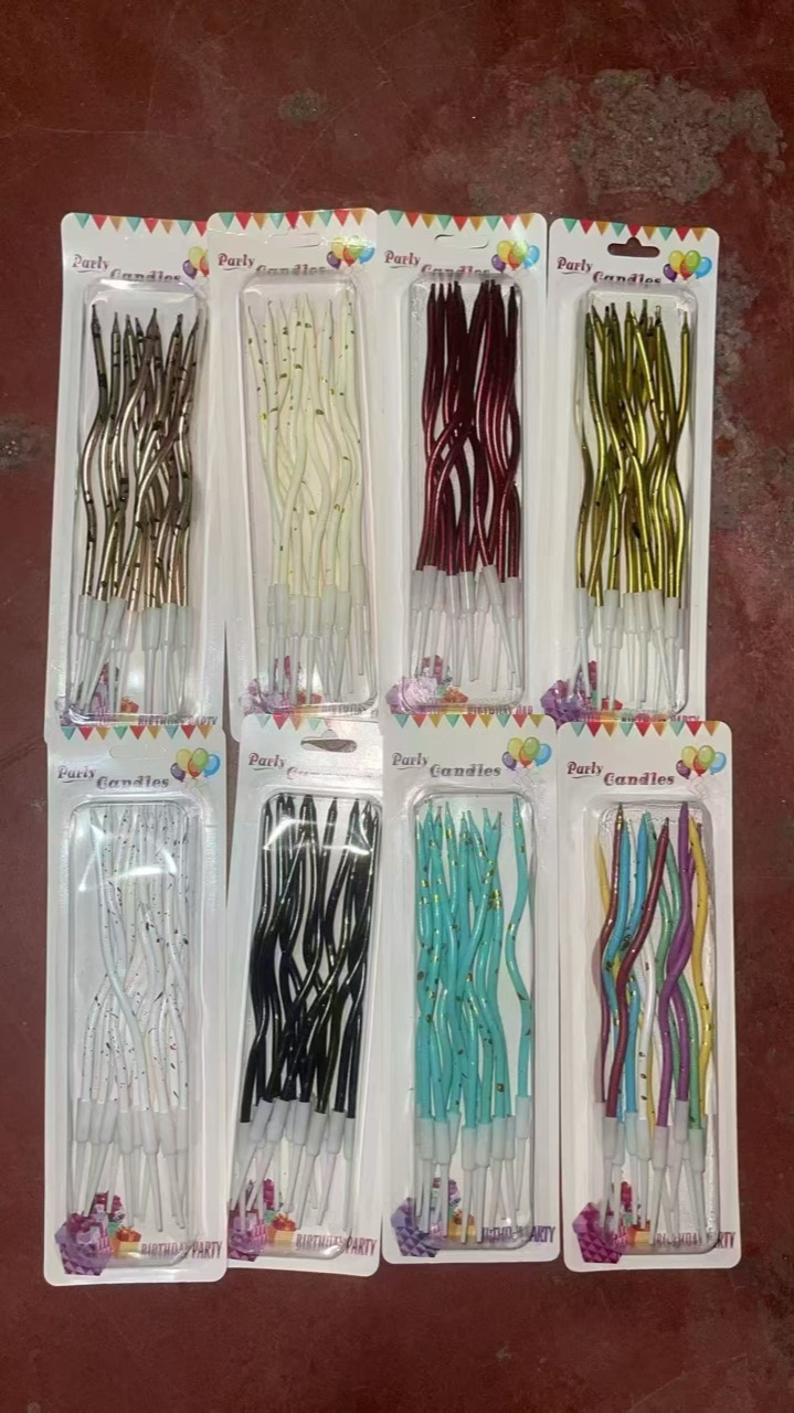 Foil speckled wavy birthday candles color range