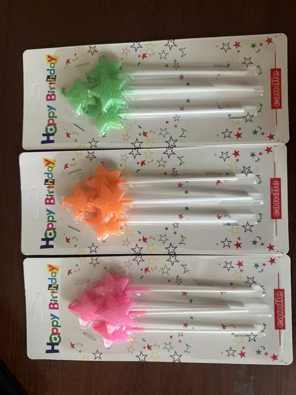 Glitter star birthday candle picks