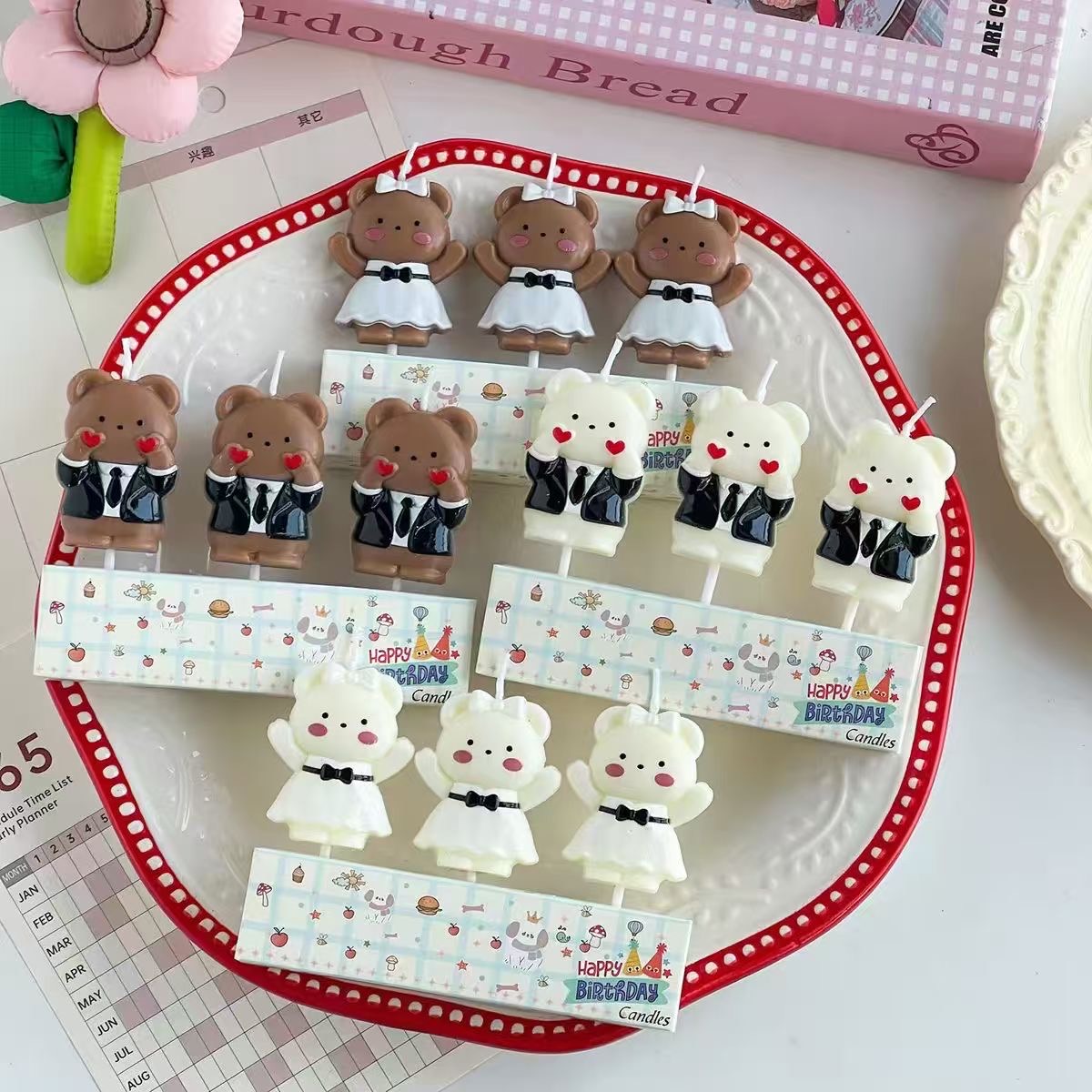 Teddy bear couple candle styles