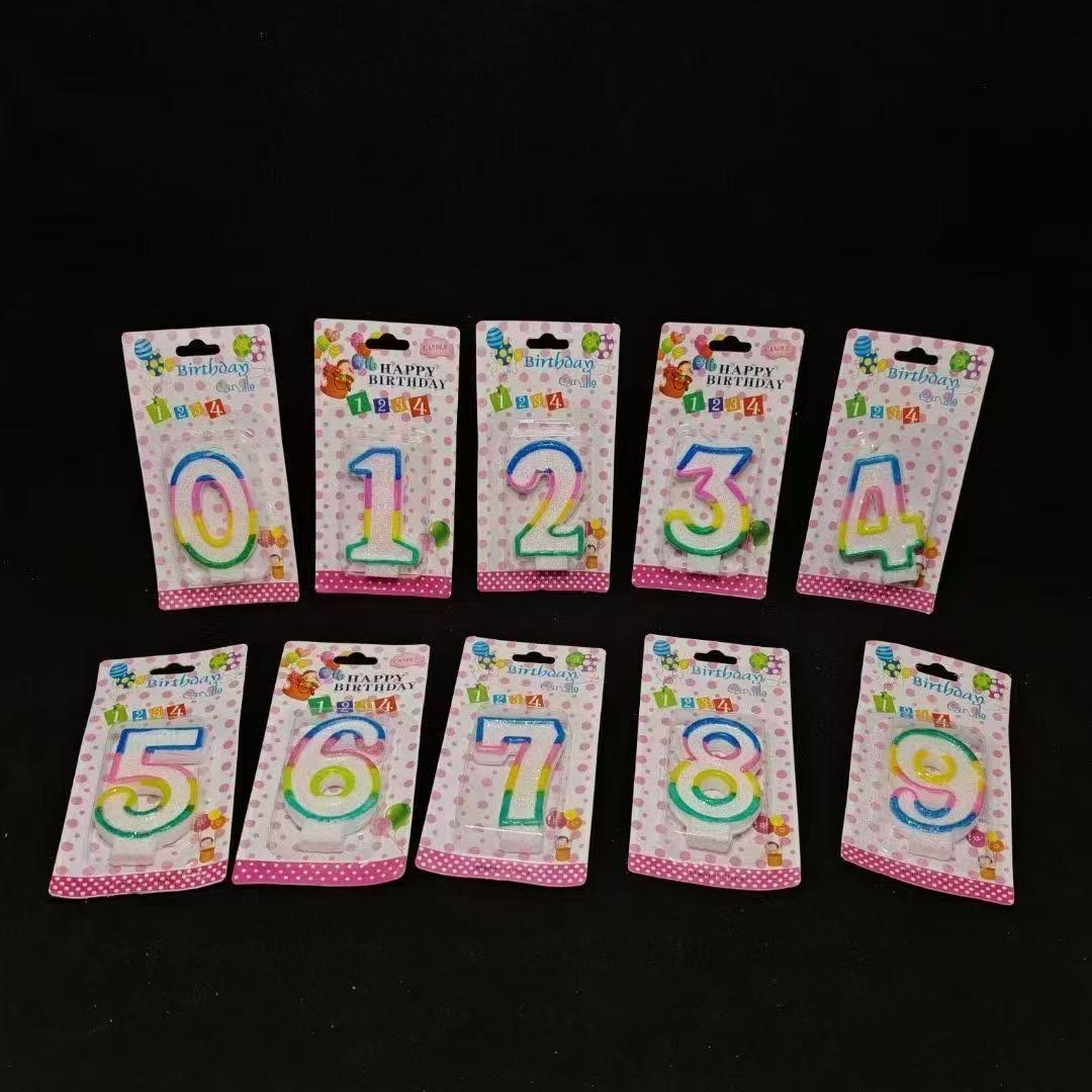 Rainbow outline number candle collection