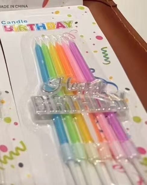 Rainbow straight birthday candle set