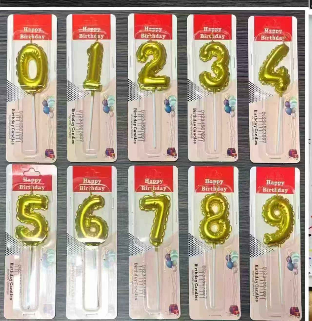 Gold balloon style number candle collection