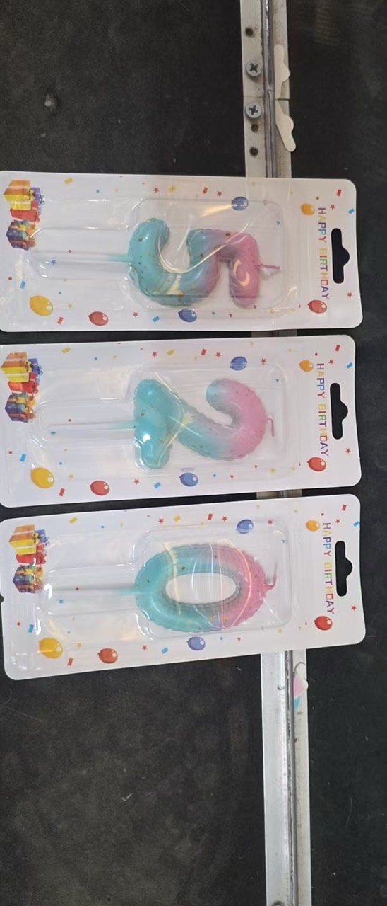 Pastel gradient number candles wholesale packaging