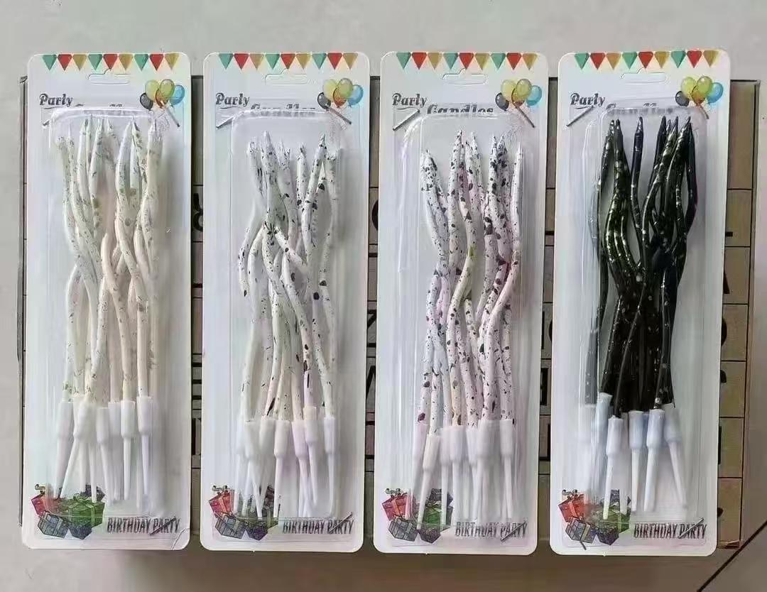 Foil speckled wavy birthday candles collection