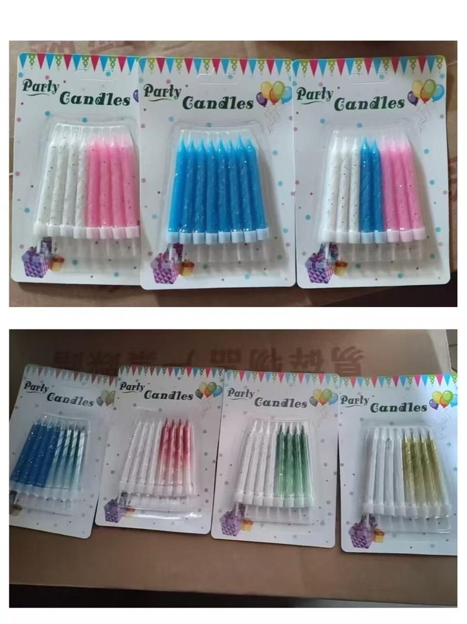 Straight birthday candles with holders