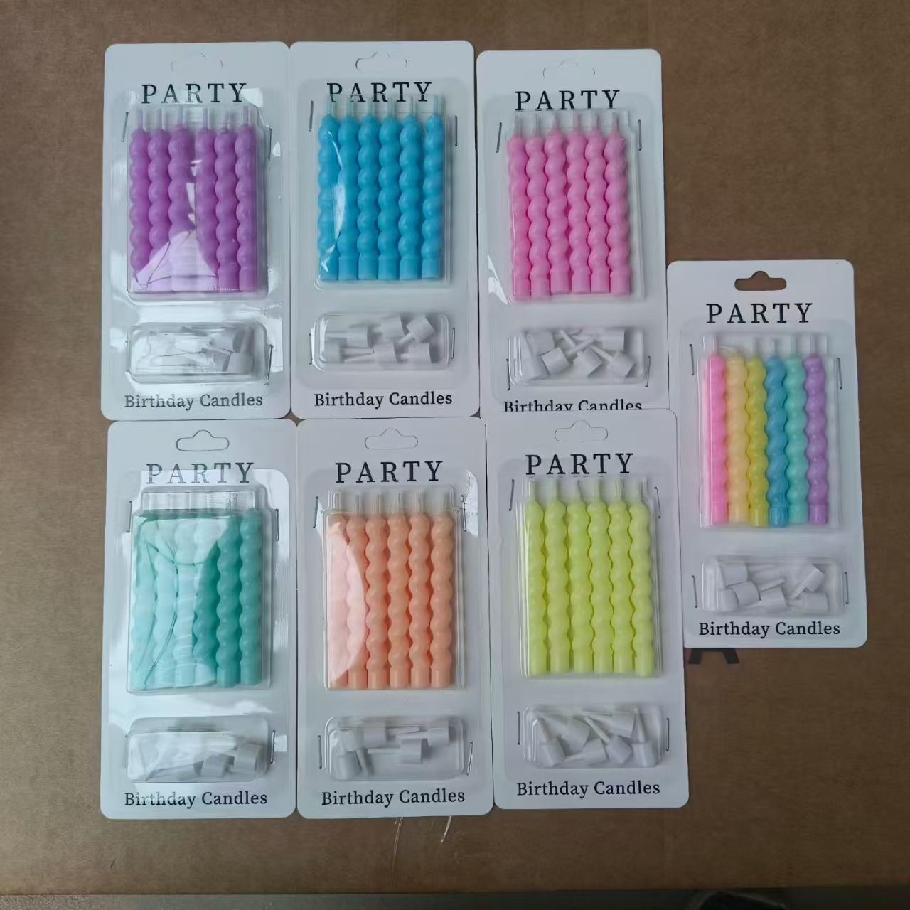 Solid color bubble spiral birthday candles