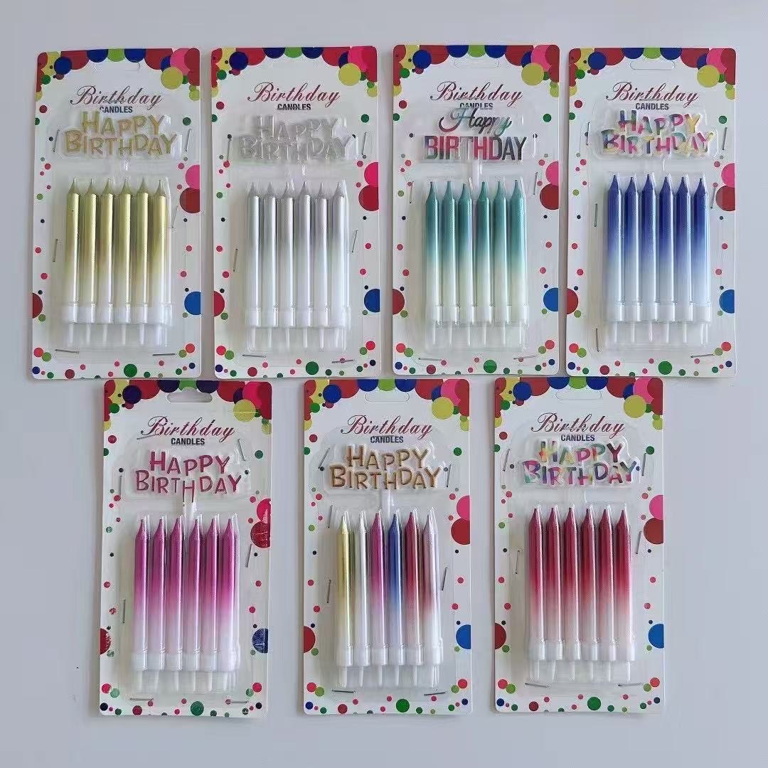 Ombre straight candles with happy birthday picks