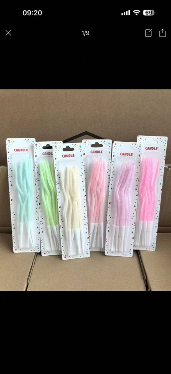 Pastel glitter wavy birthday candles