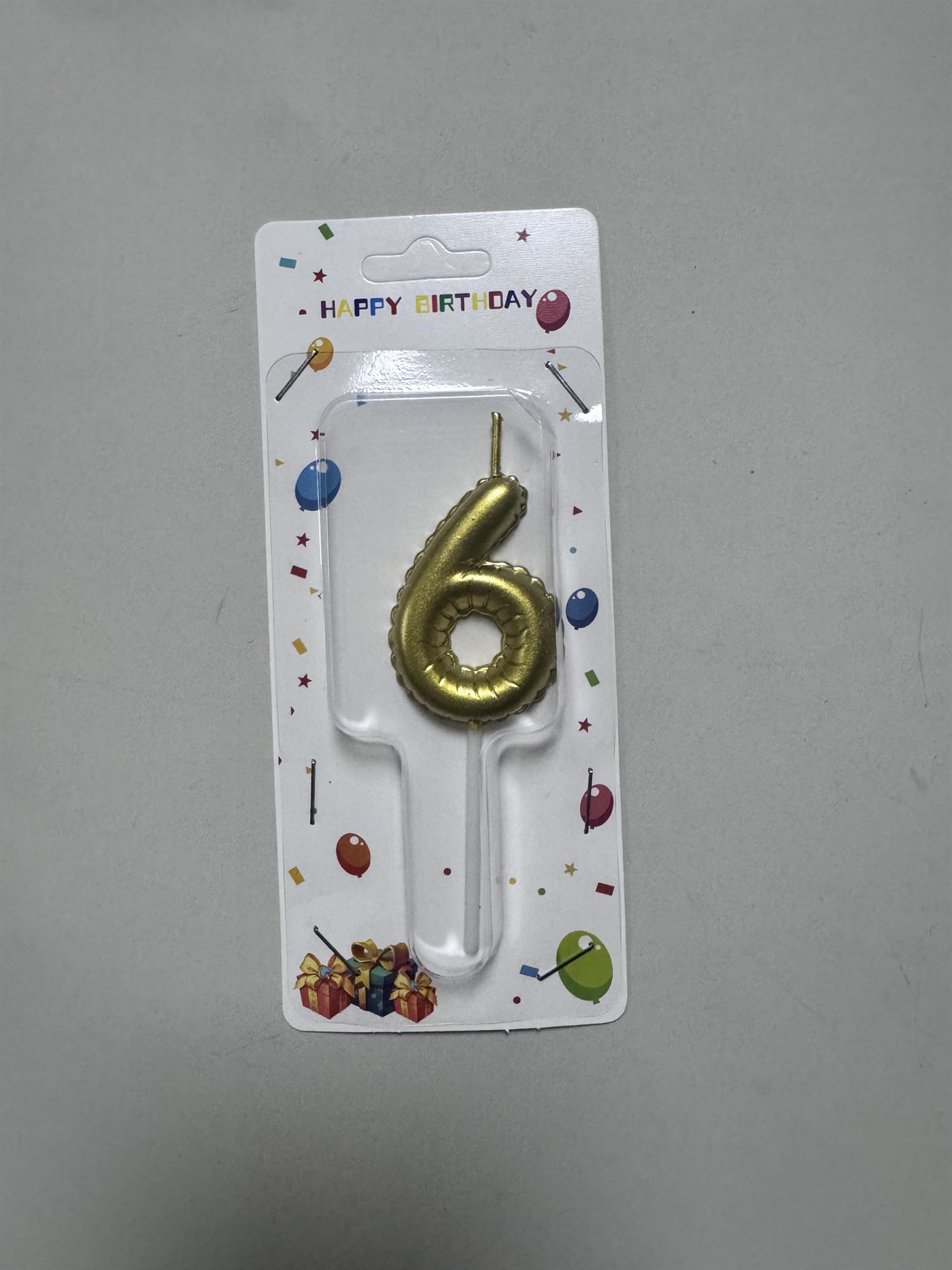 Metallic Gold Number 6 Candle wholesale packaging